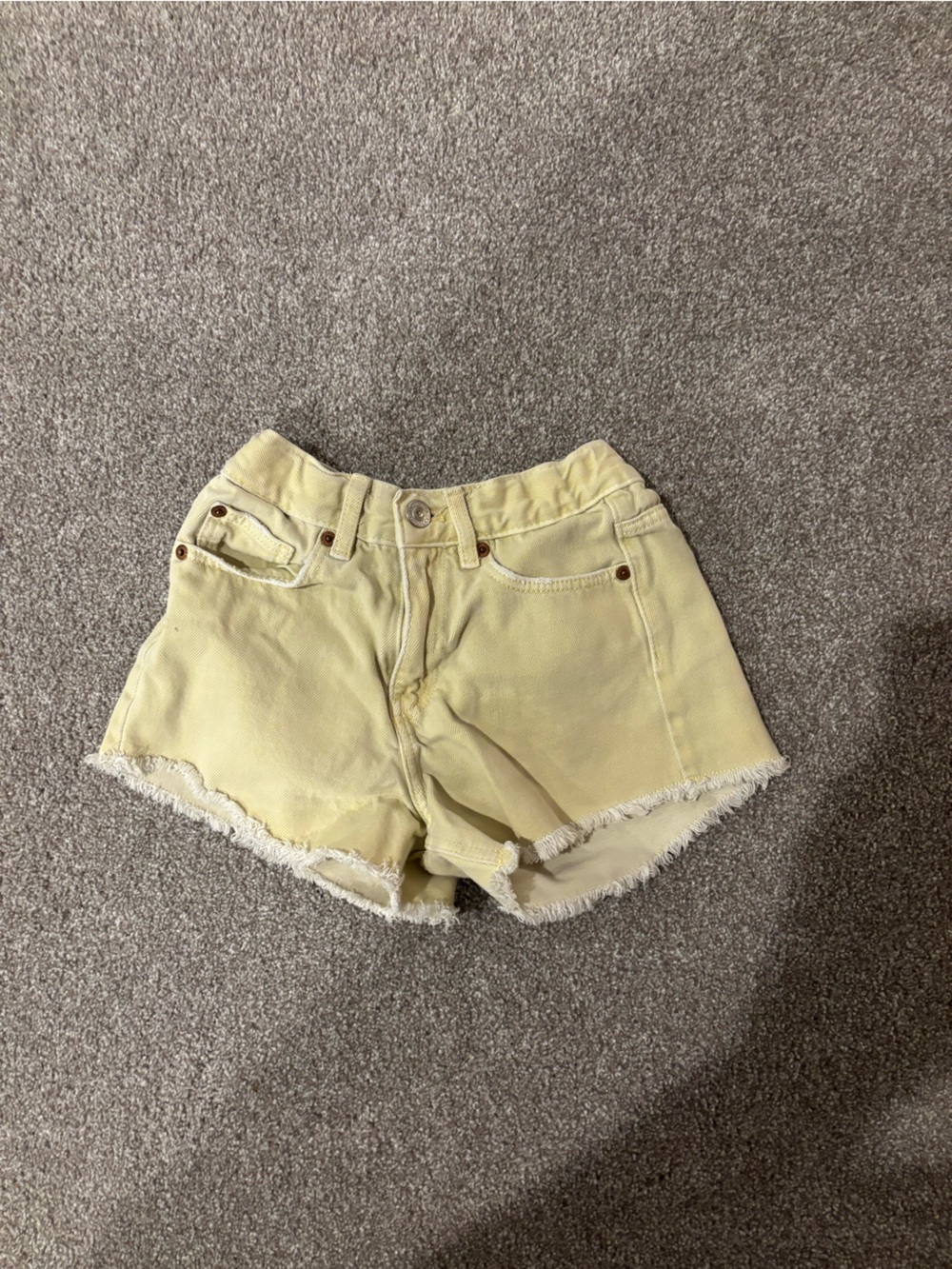 Zara Yellow Frayed Denim Kids Shorts